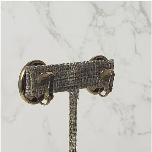 VINTAGE Glossy Button-Style Clip-On Earrings - Picture 3 of 6